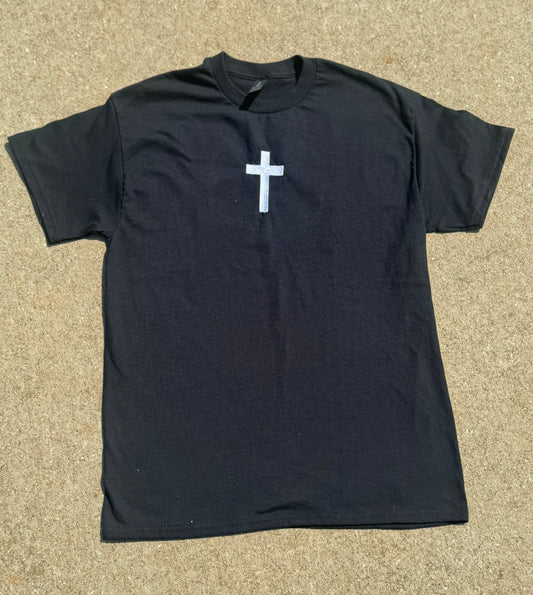 Cross Embroidered Black T-Shirt
